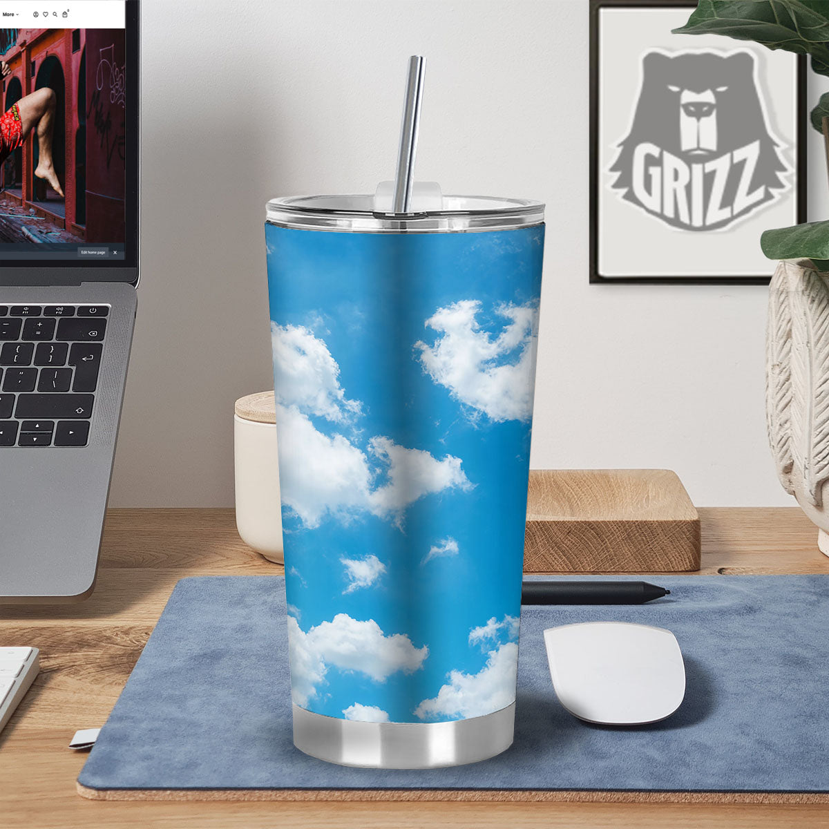 Cloud Sky Print Tumbler-grizzshop