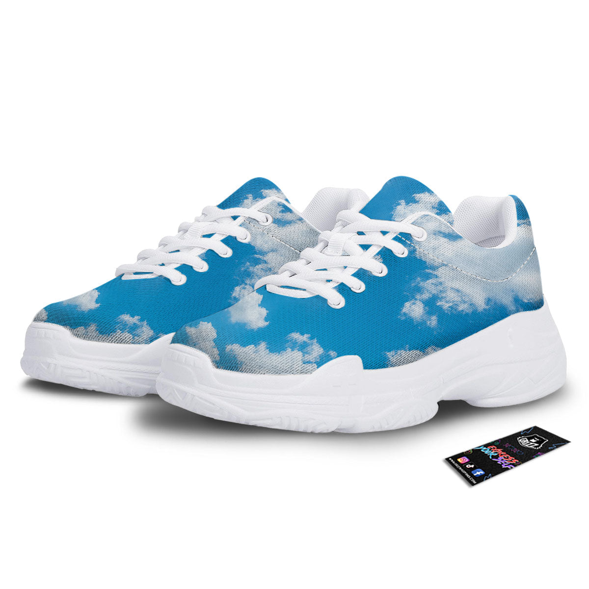 Cloud Sky Print White Chunky Shoes-grizzshop
