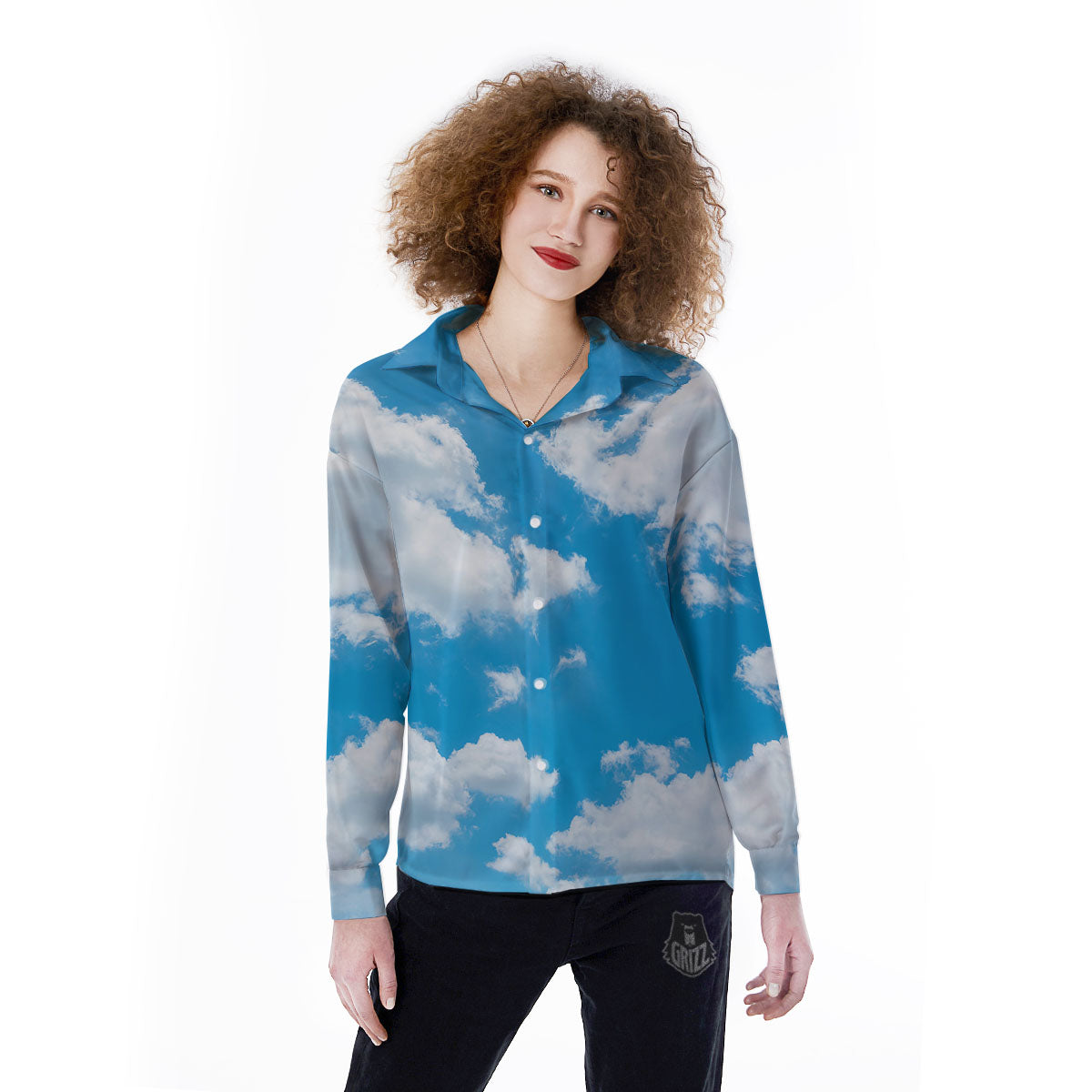 Cloud Sky Print Women's Long Sleeve Shirts-grizzshop