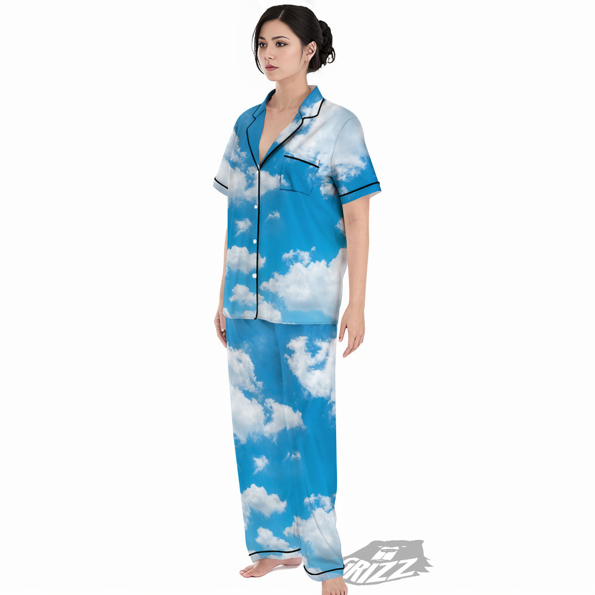 Cloud Sky Print Women's Pajamas Set-grizzshop
