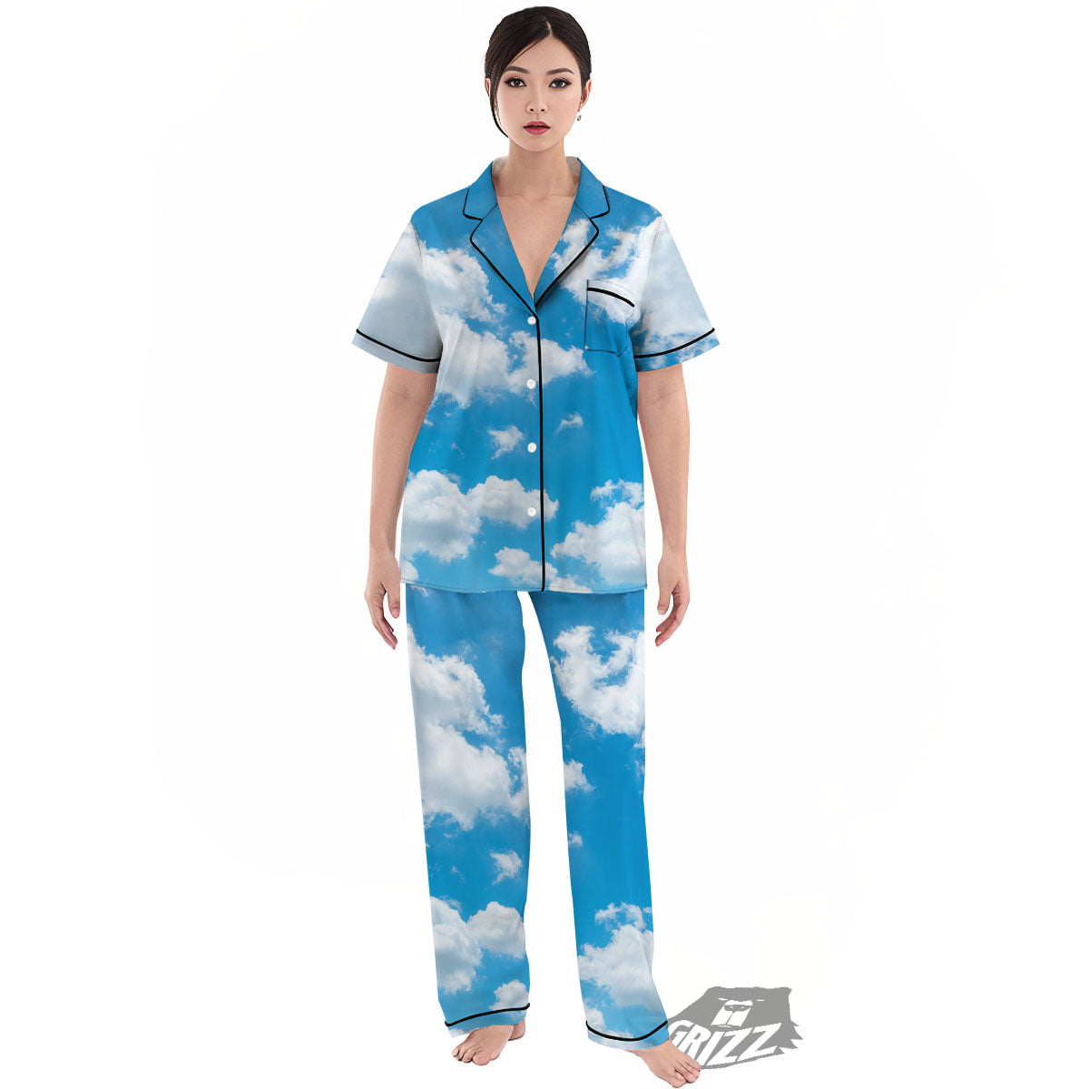 Cloud Sky Print Women's Pajamas Set-grizzshop