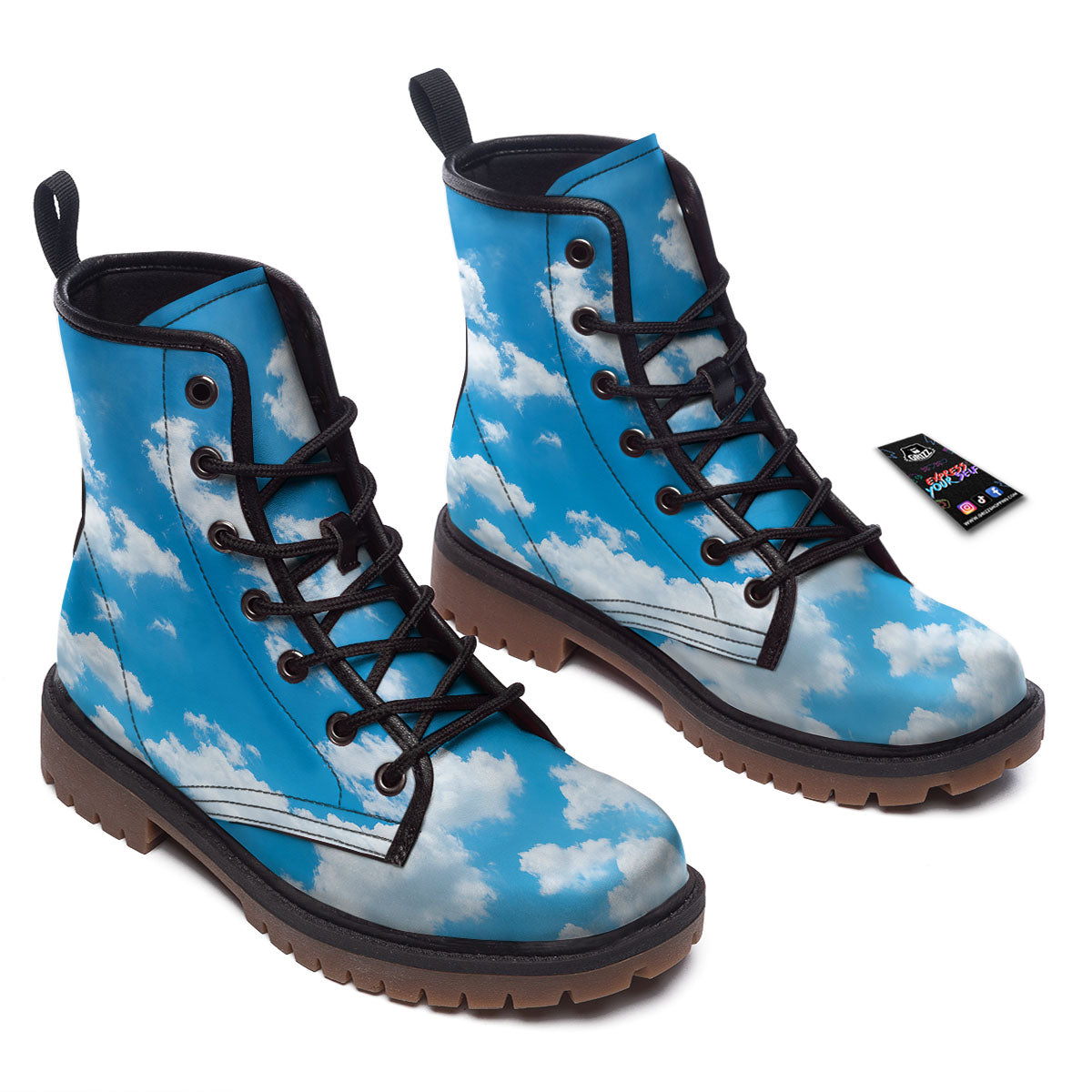 Cloud Sky Print Work Boots-grizzshop