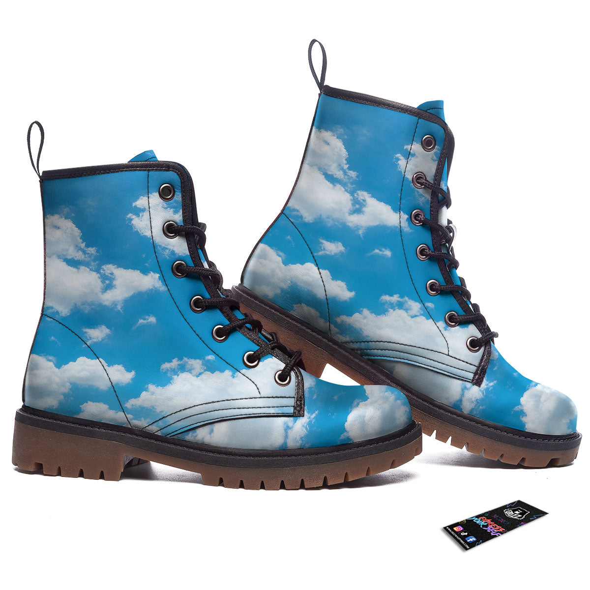 Cloud Sky Print Work Boots-grizzshop