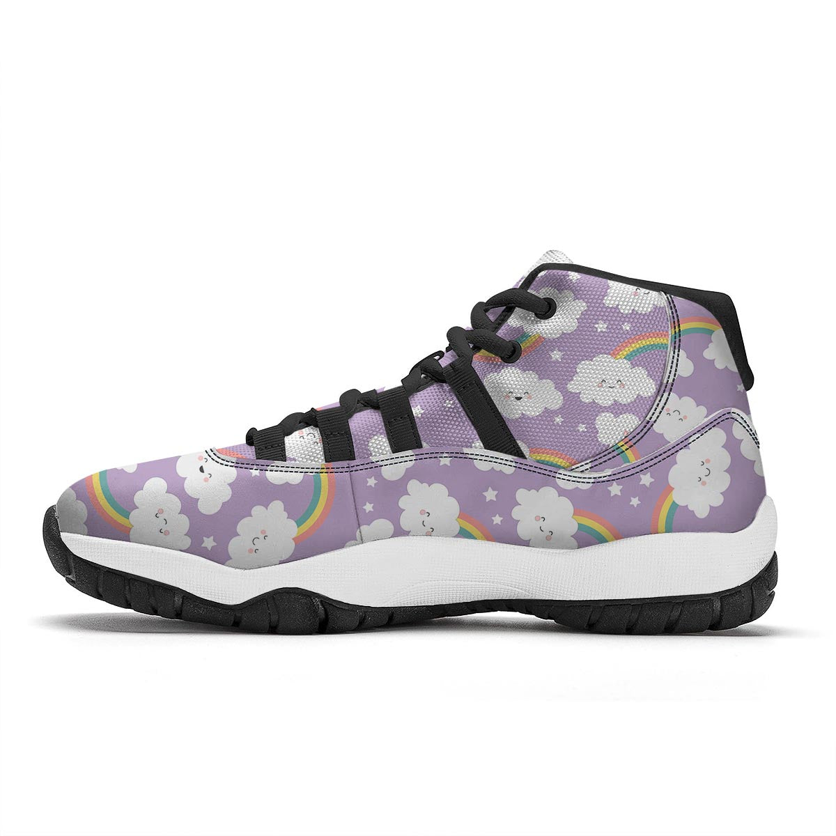Cloud Smile Pattern Print Black Bball Shoes-grizzshop