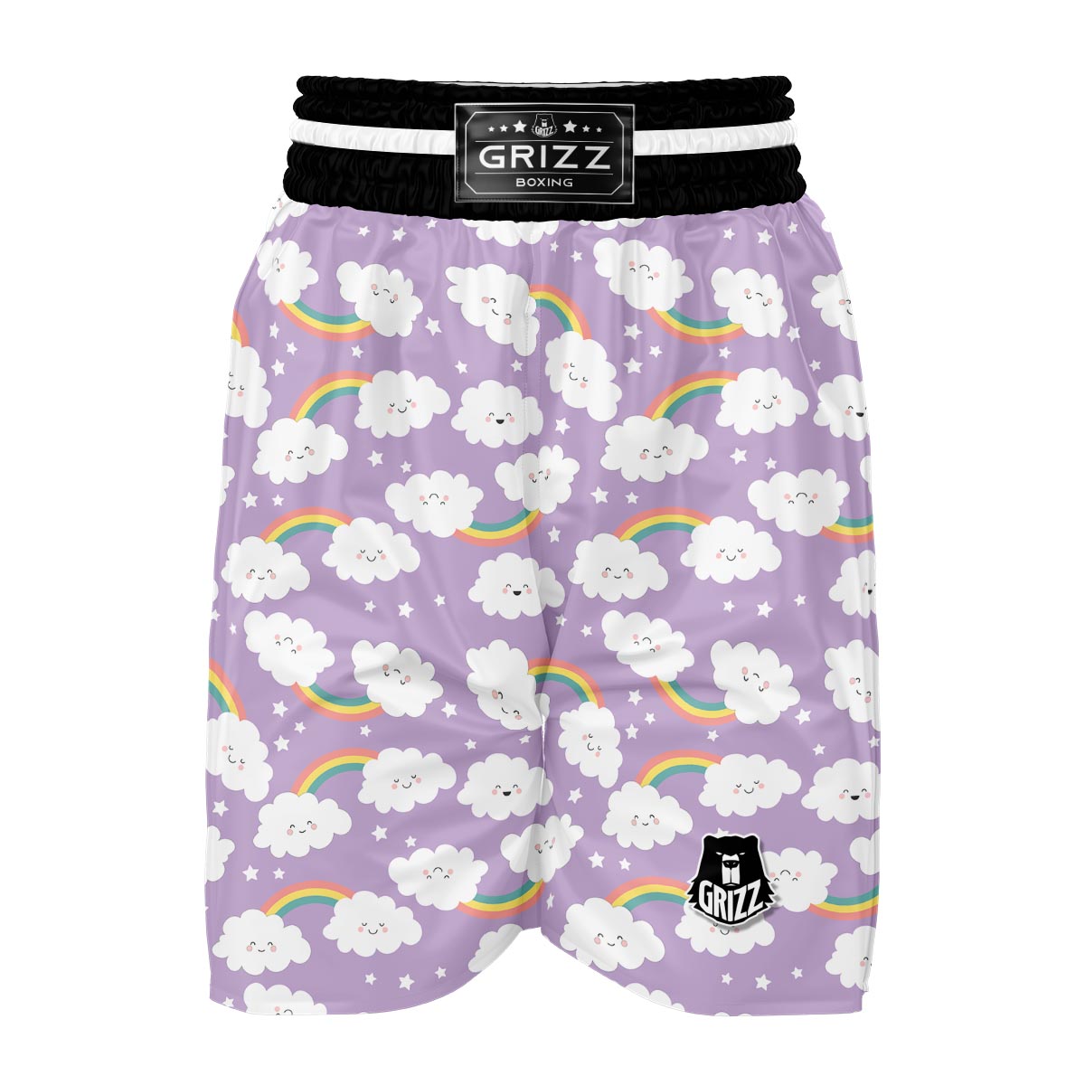 Cloud Smile Pattern Print Boxing Shorts-grizzshop