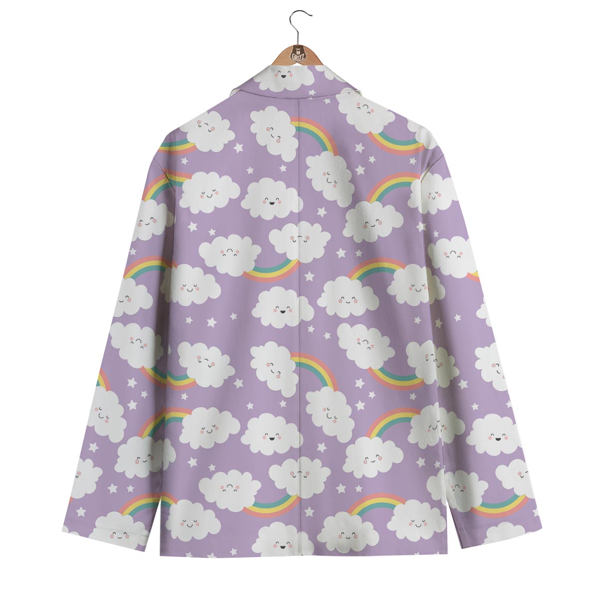 Cloud Smile Pattern Print Men's Blazer-grizzshop