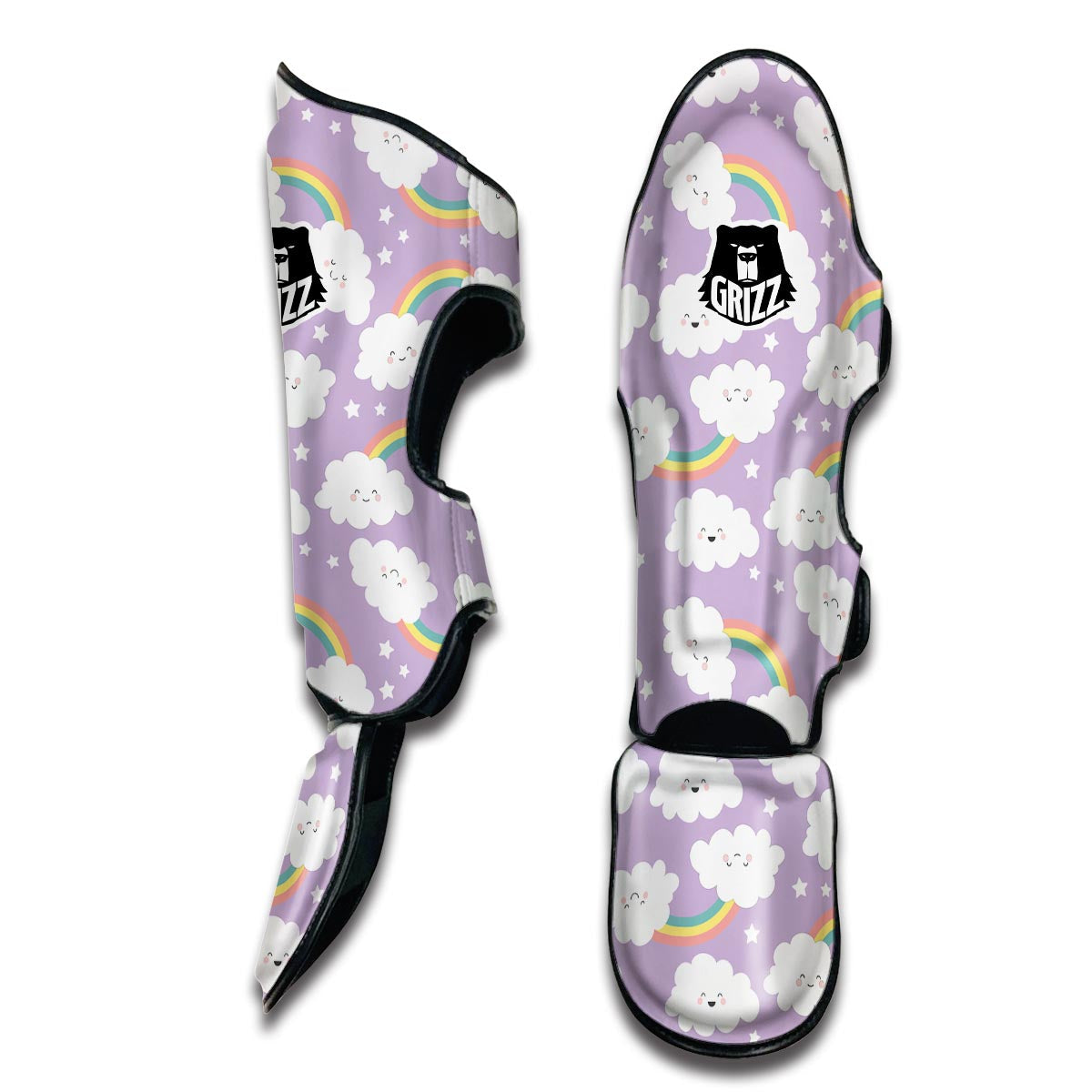 Cloud Smile Pattern Print Muay Thai Shin Guards-grizzshop