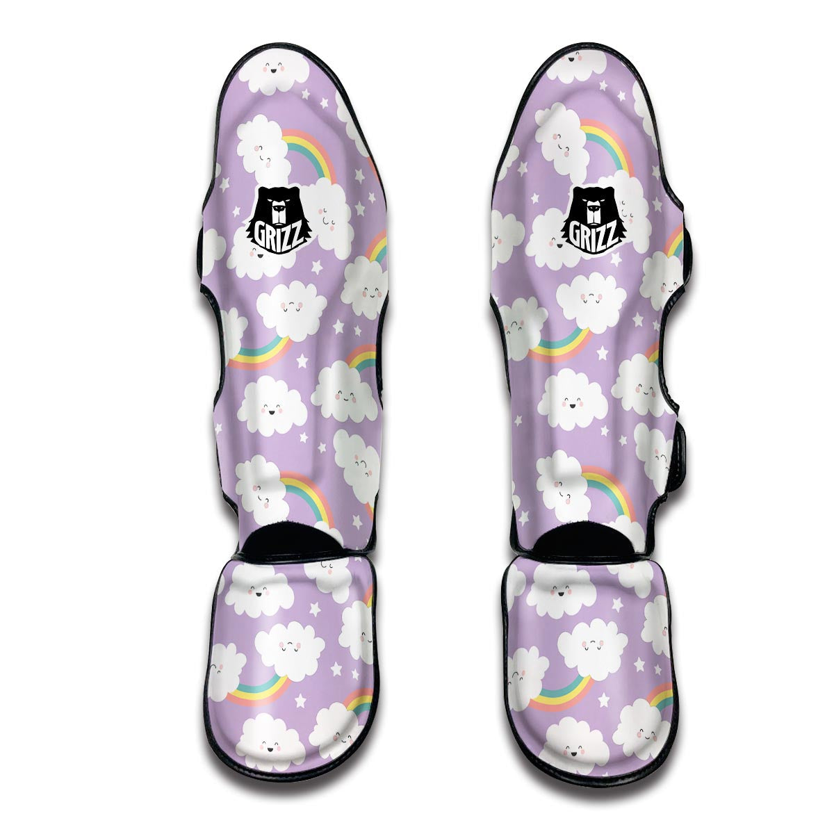 Cloud Smile Pattern Print Muay Thai Shin Guards-grizzshop