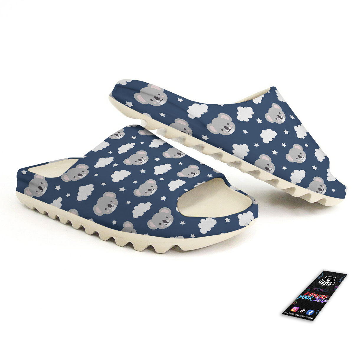 Cloud And Koala Bear Print Pattern Sandals-grizzshop