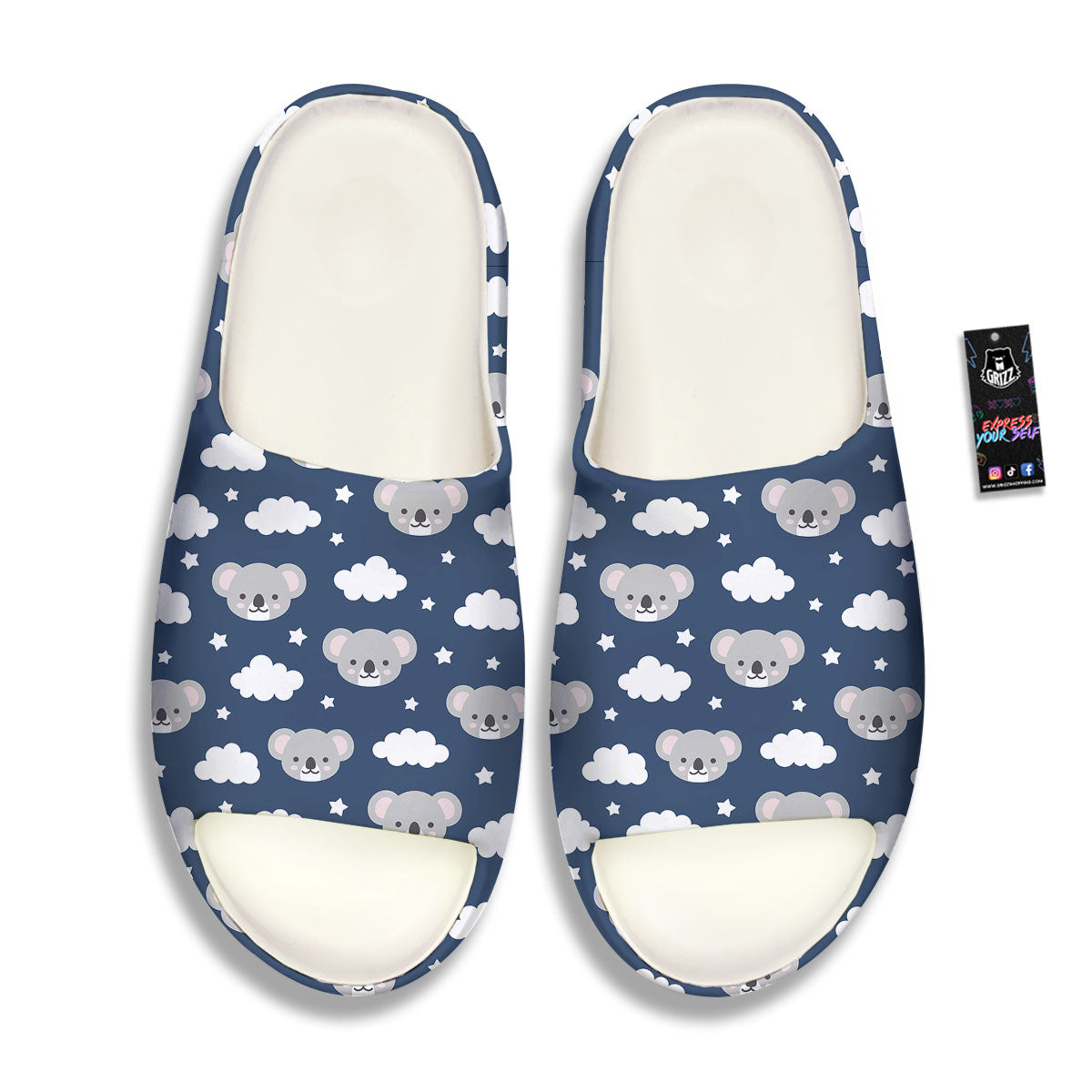 Cloud And Koala Bear Print Pattern Sandals-grizzshop