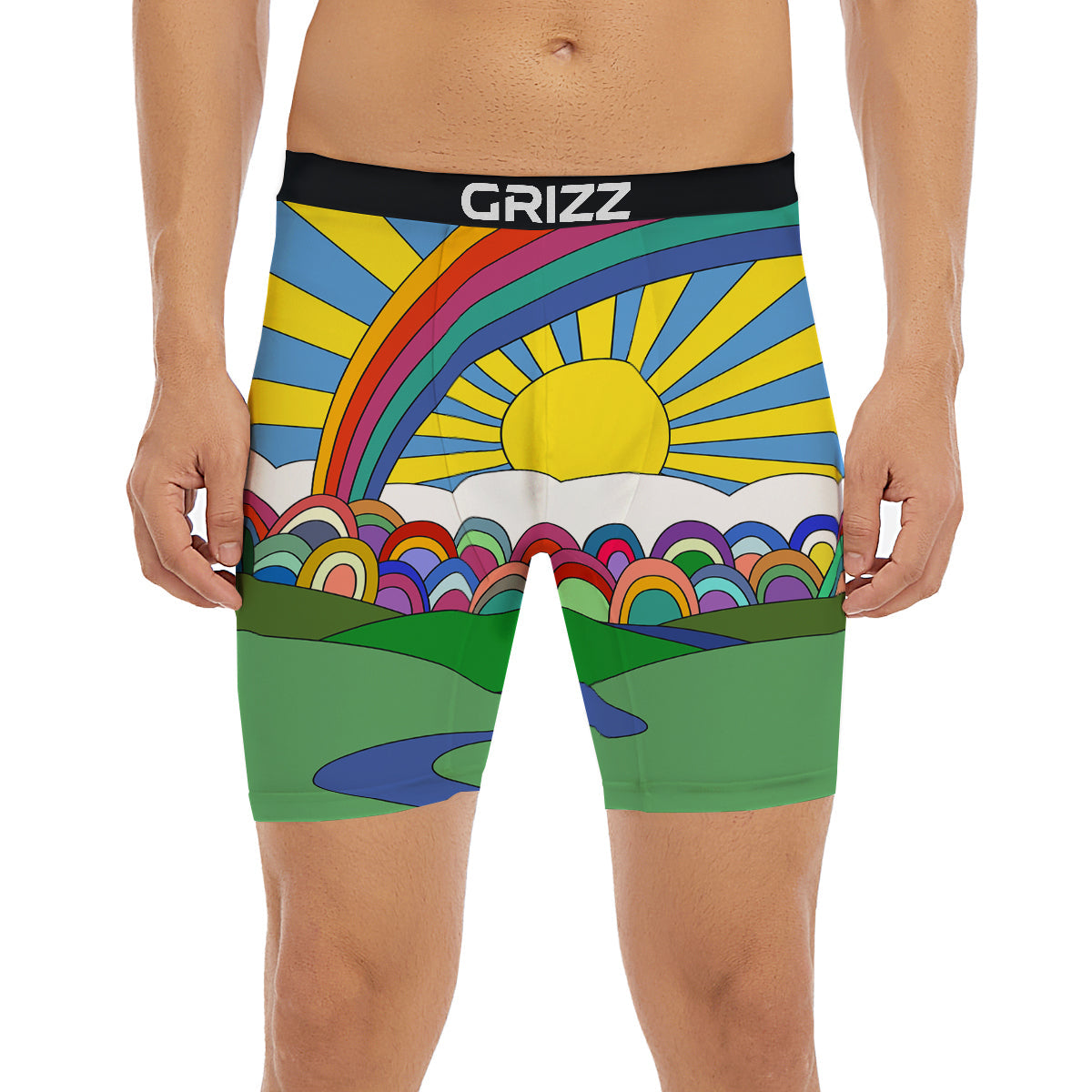 Clouds Rainbows Hippie Art Print Boxer Briefs-grizzshop