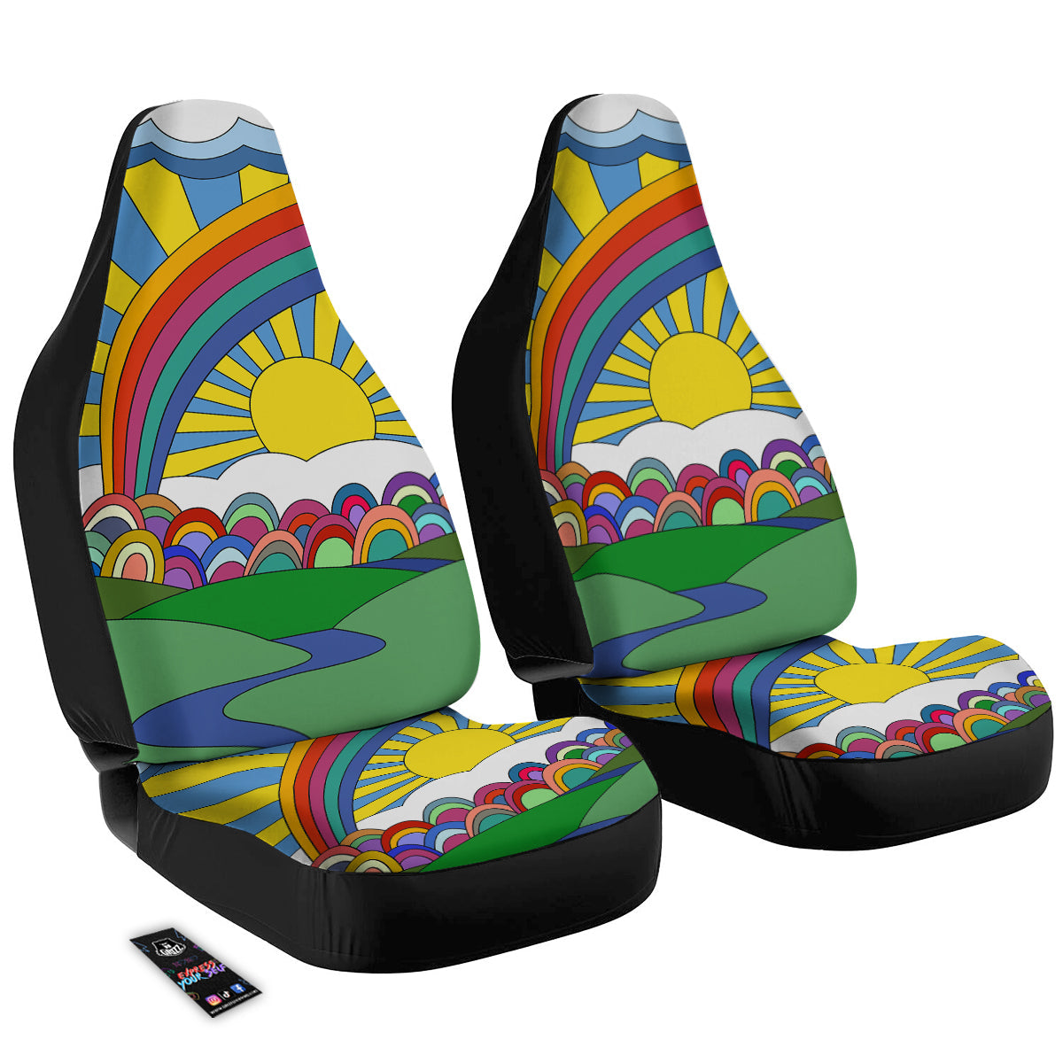 Clouds Rainbows Hippie Art Print Car Seat Covers-grizzshop