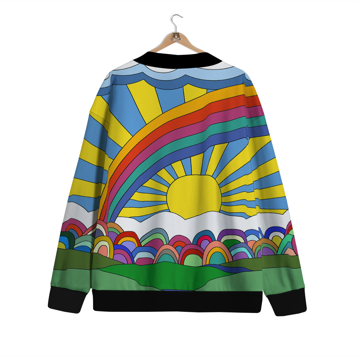 Clouds Rainbows Hippie Art Print Cardigan-grizzshop