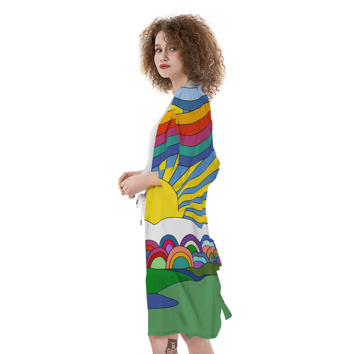 Clouds Rainbows Hippie Art Print Kimono-grizzshop