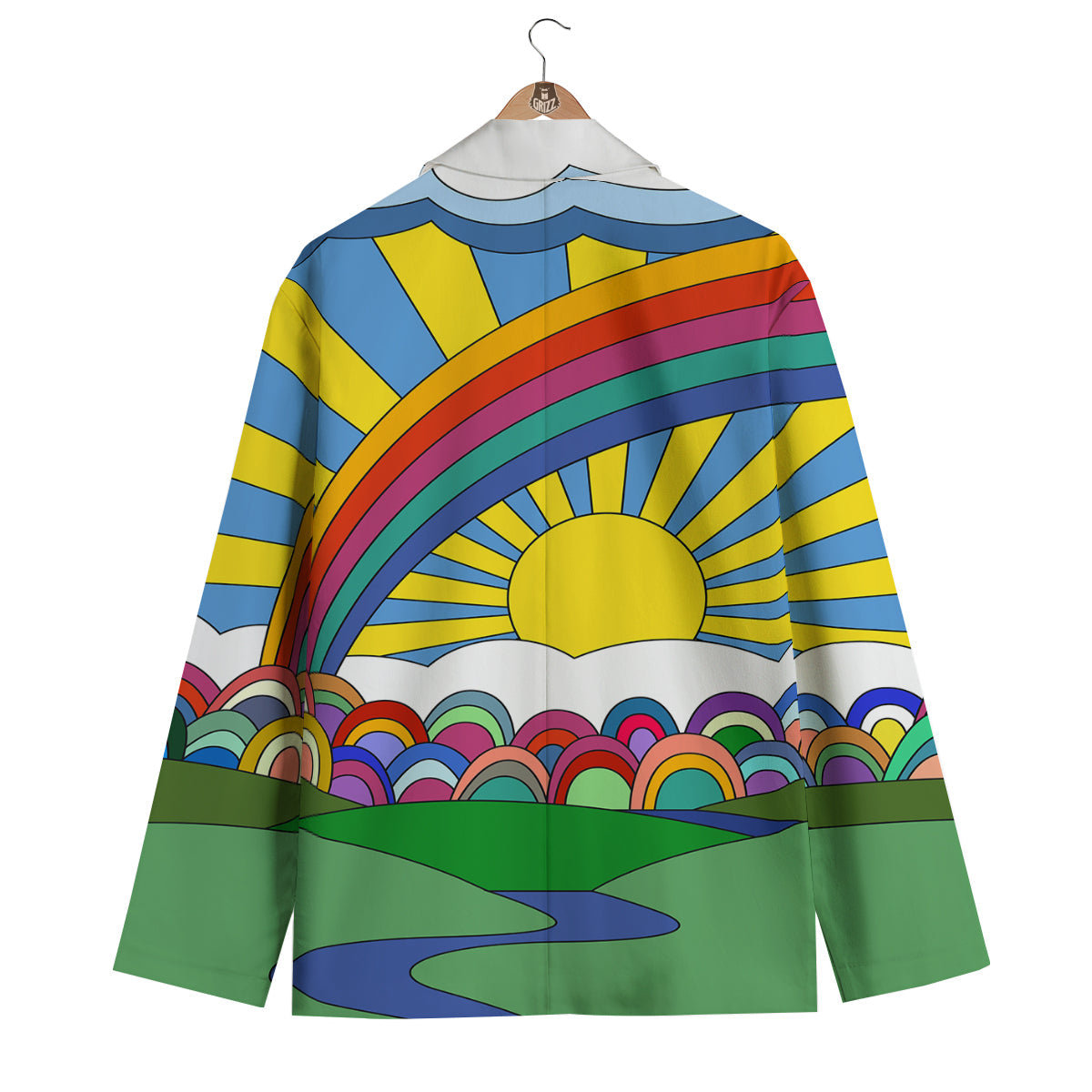 Clouds Rainbows Hippie Art Print Men's Blazer-grizzshop