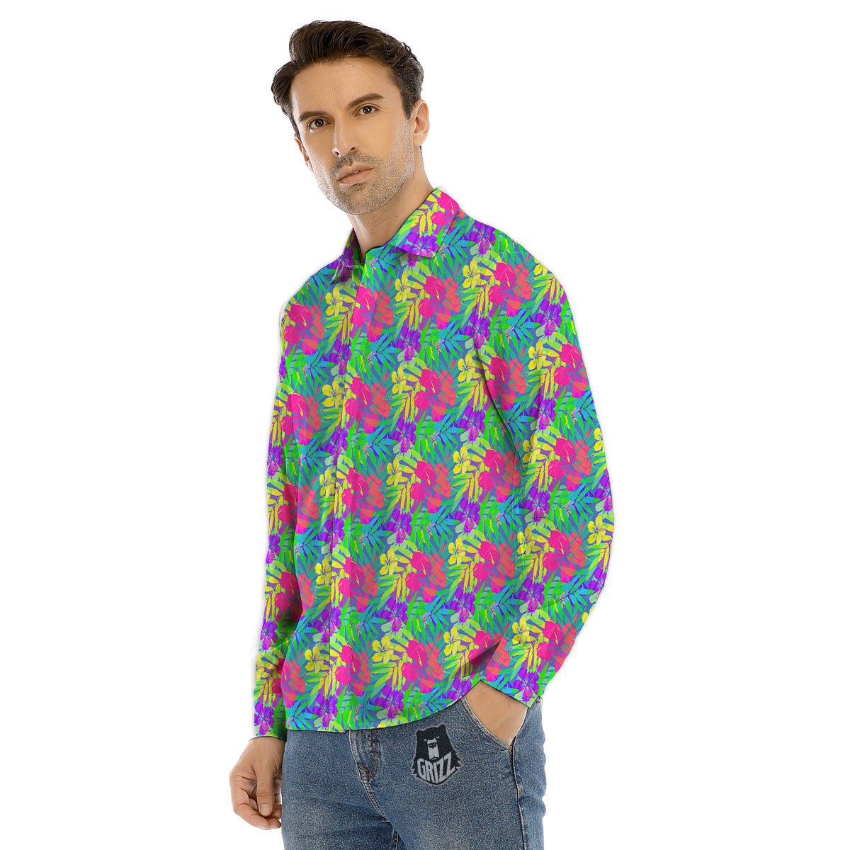 Clouds Rainbows Hippie Art Print Men's Dress Shirts-grizzshop