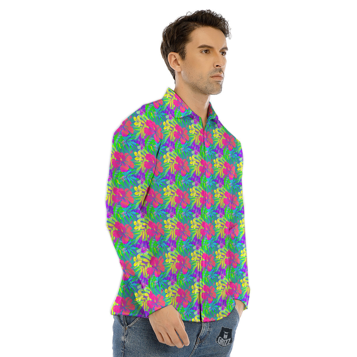 Clouds Rainbows Hippie Art Print Men's Dress Shirts-grizzshop