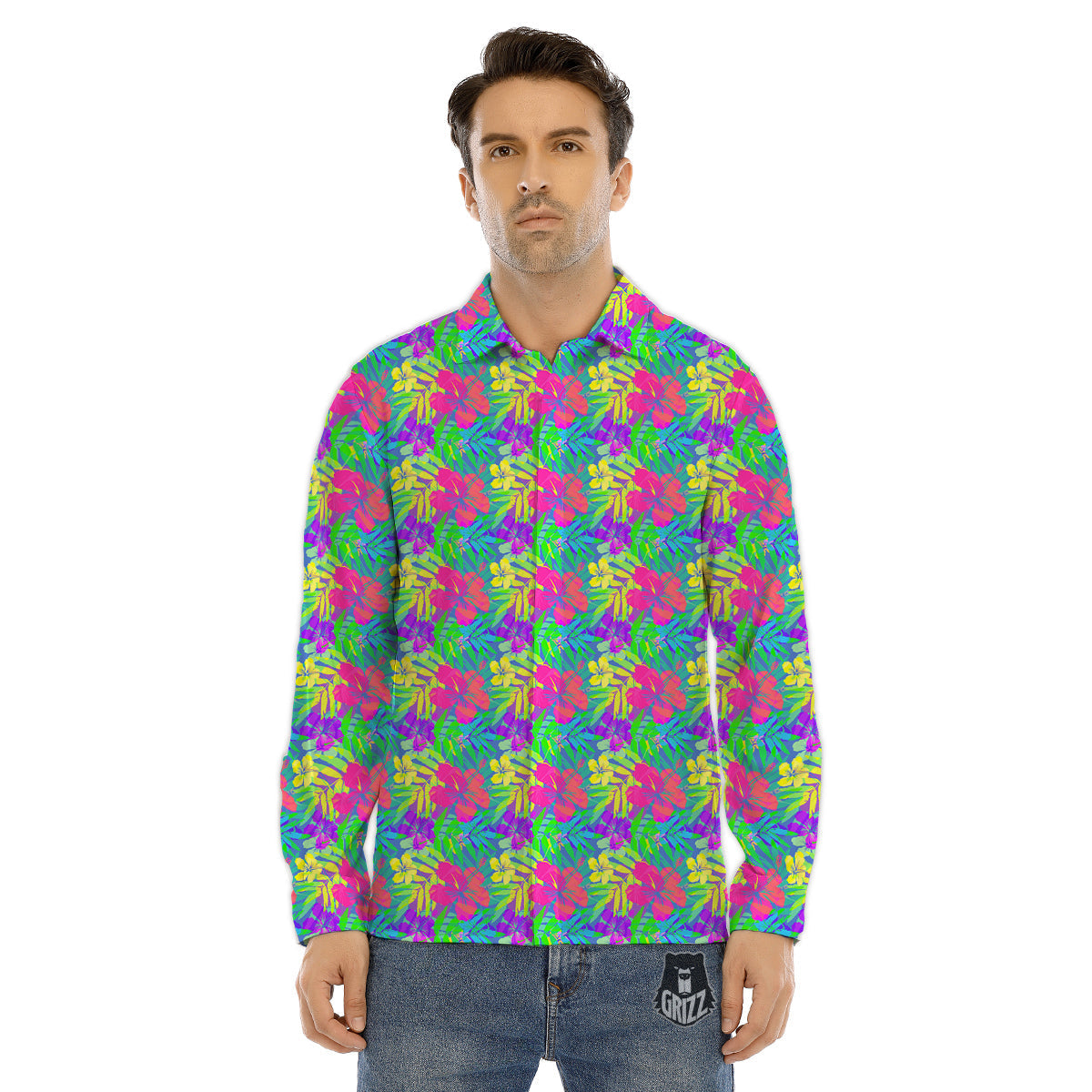 Clouds Rainbows Hippie Art Print Men's Dress Shirts-grizzshop