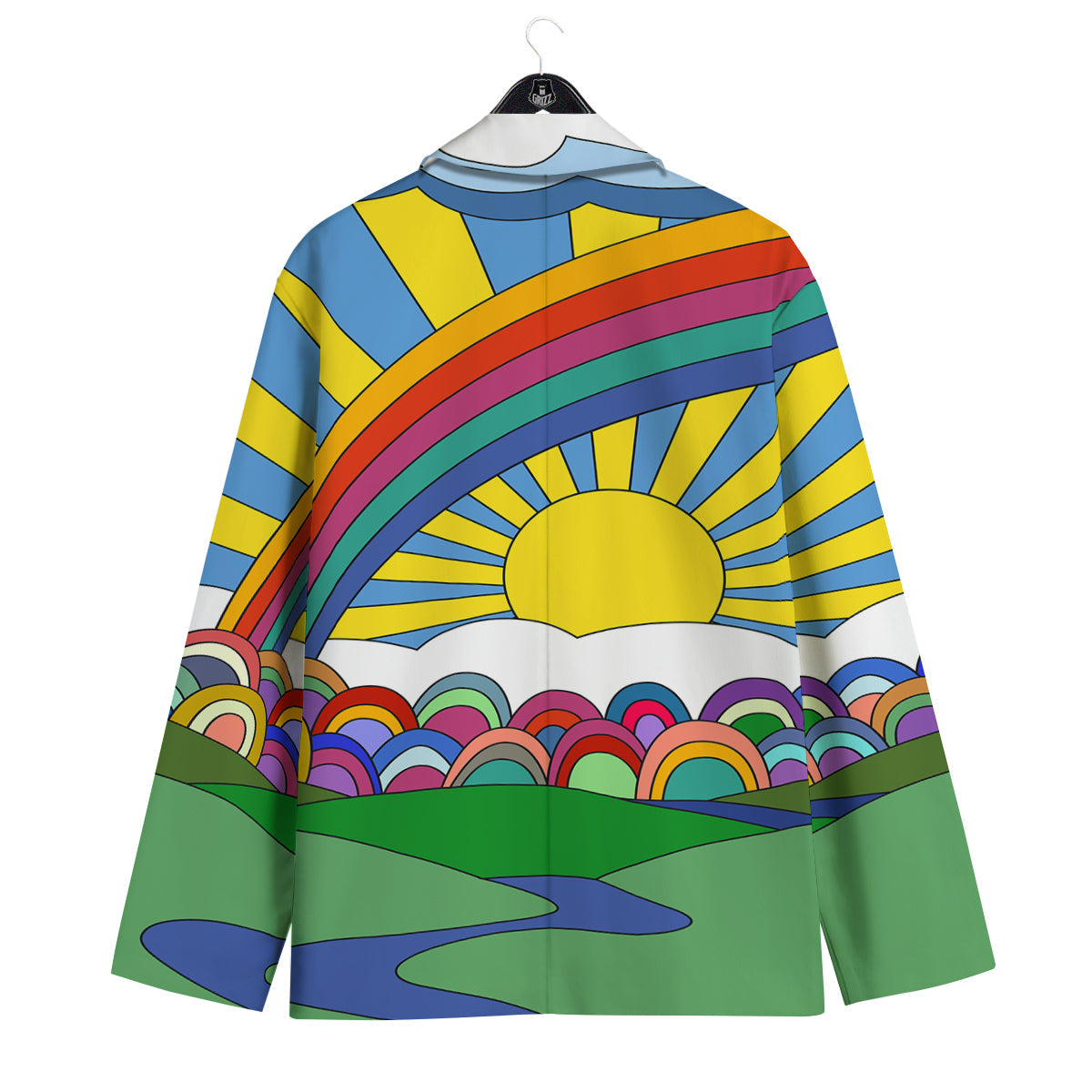Clouds Rainbows Hippie Art Print Men's Sport Coat-grizzshop