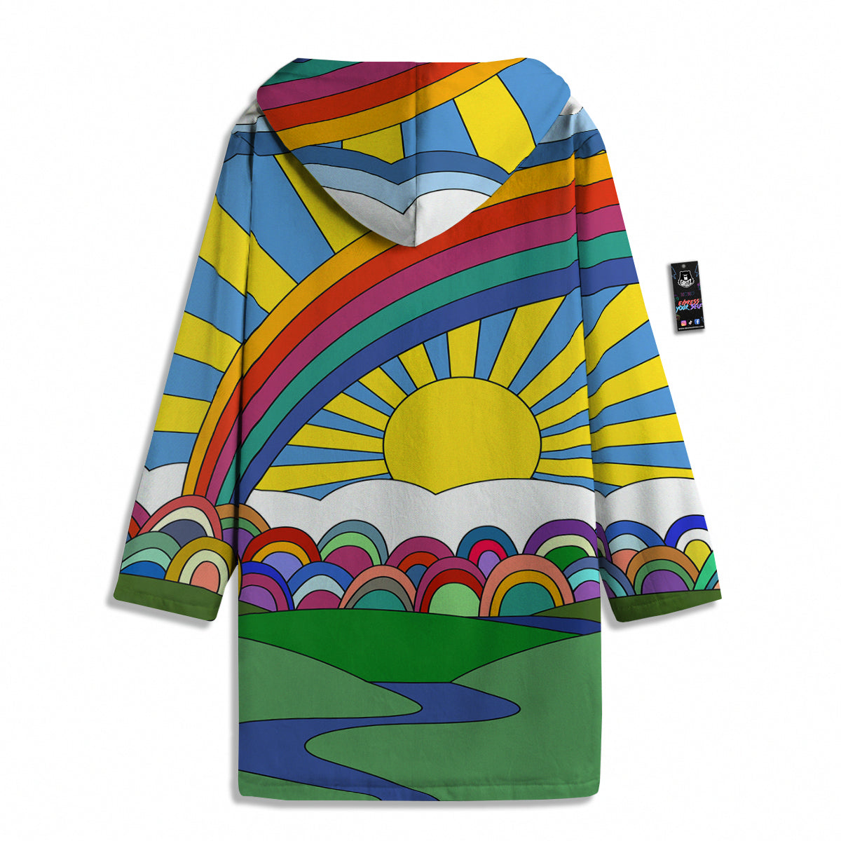 Clouds Rainbows Hippie Art Print Men's Windbreaker Jacket-grizzshop
