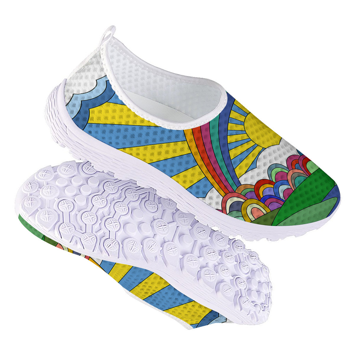 Clouds Rainbows Hippie Art Print Nurse Shoes-grizzshop