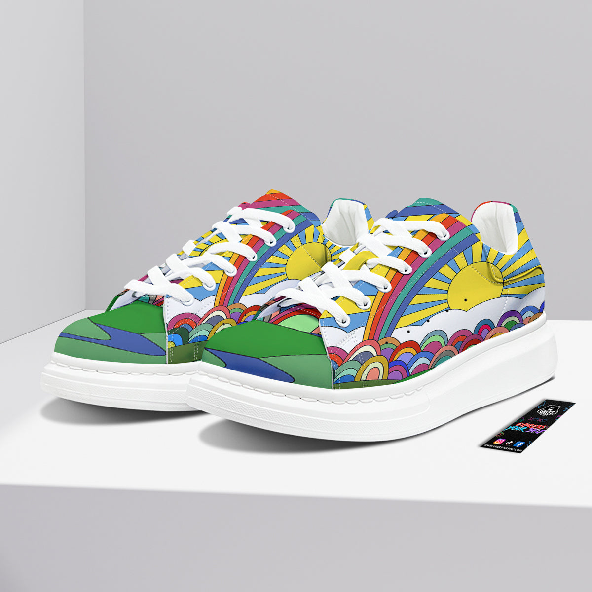 Clouds Rainbows Hippie Art Print Platform Shoes-grizzshop