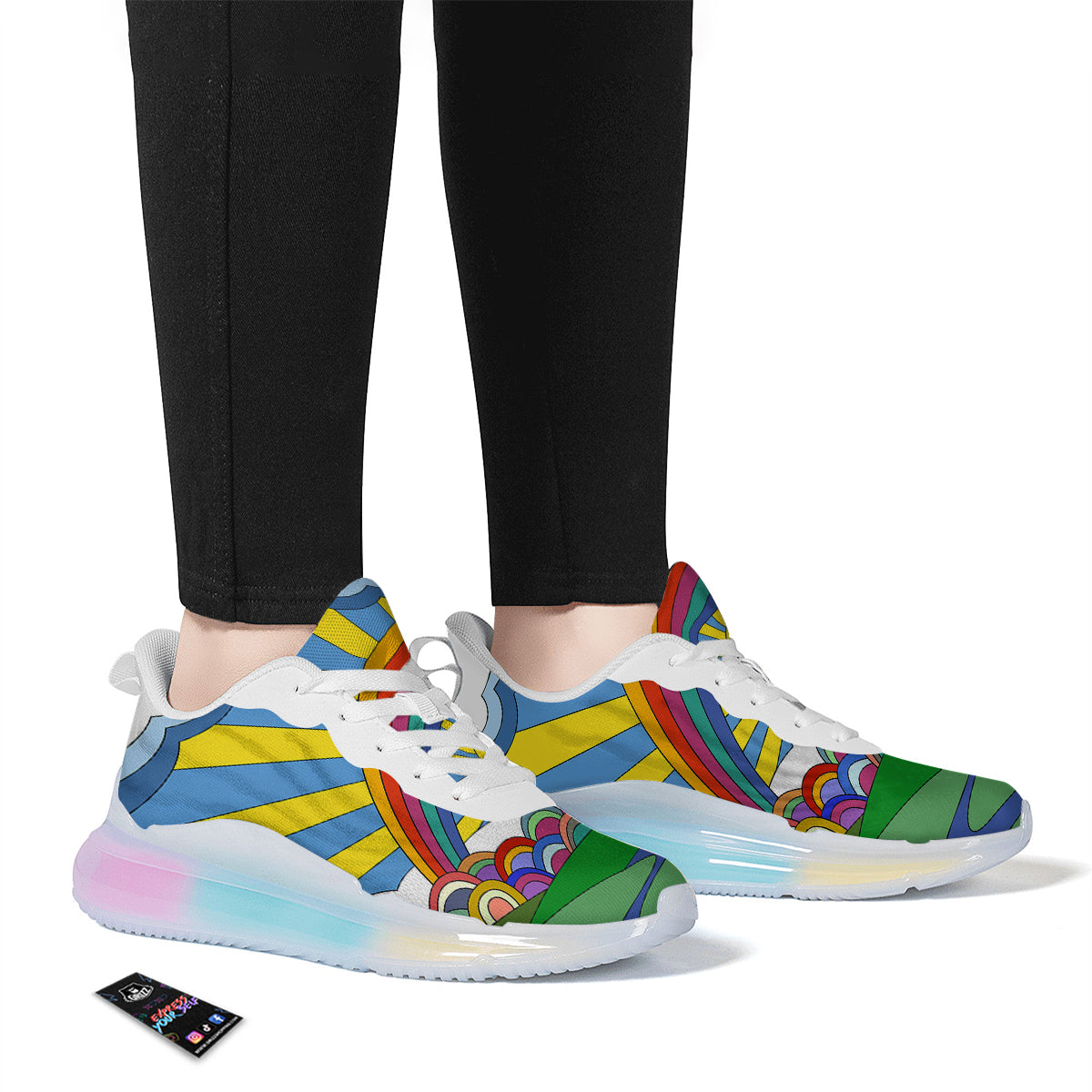 Clouds Rainbows Hippie Art Print Running Sneakers-grizzshop