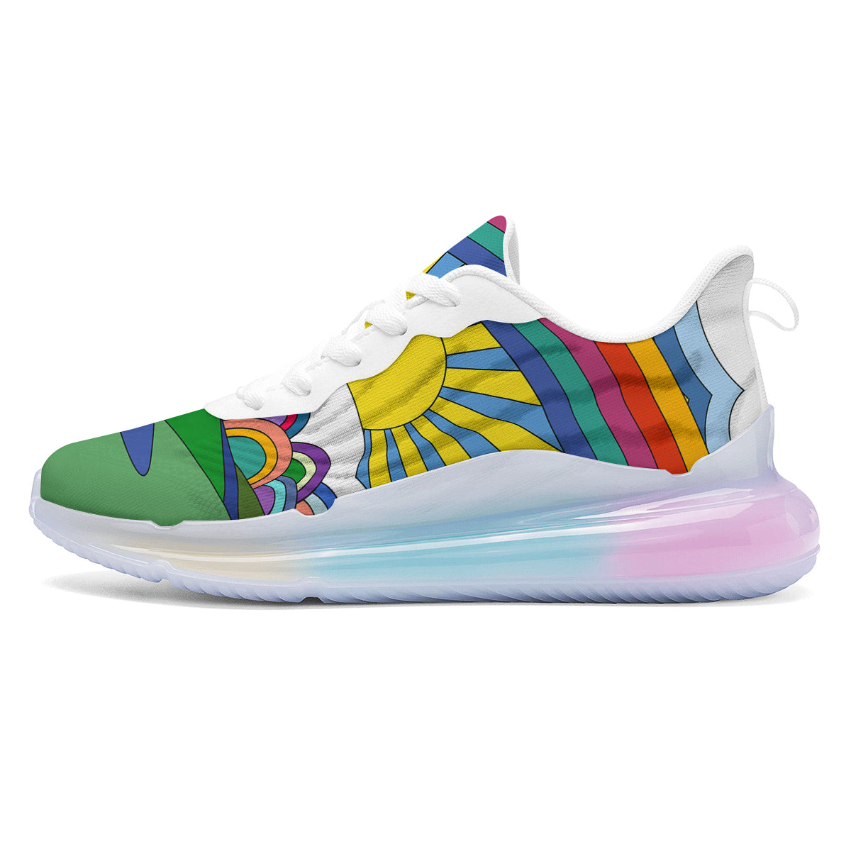 Clouds Rainbows Hippie Art Print Running Sneakers-grizzshop
