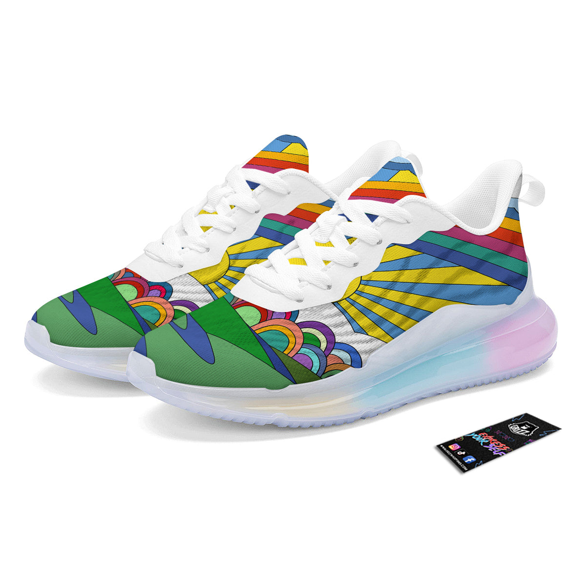 Clouds Rainbows Hippie Art Print Running Sneakers-grizzshop