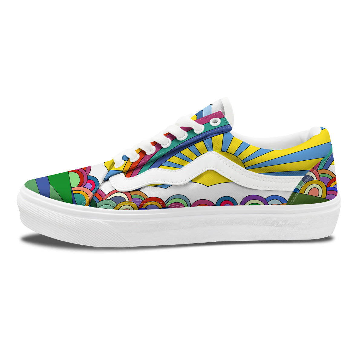 Clouds Rainbows Hippie Art Print Skate Shoes-grizzshop