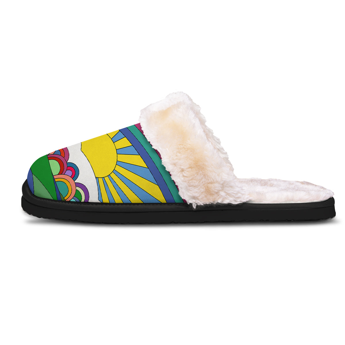 Clouds Rainbows Hippie Art Print Slippers-grizzshop