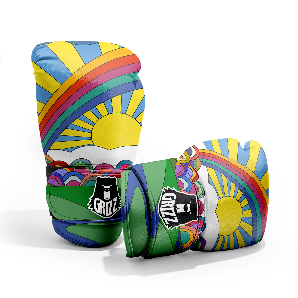 Clouds Rainbows Hippie Art Print Pro Boxing Glove