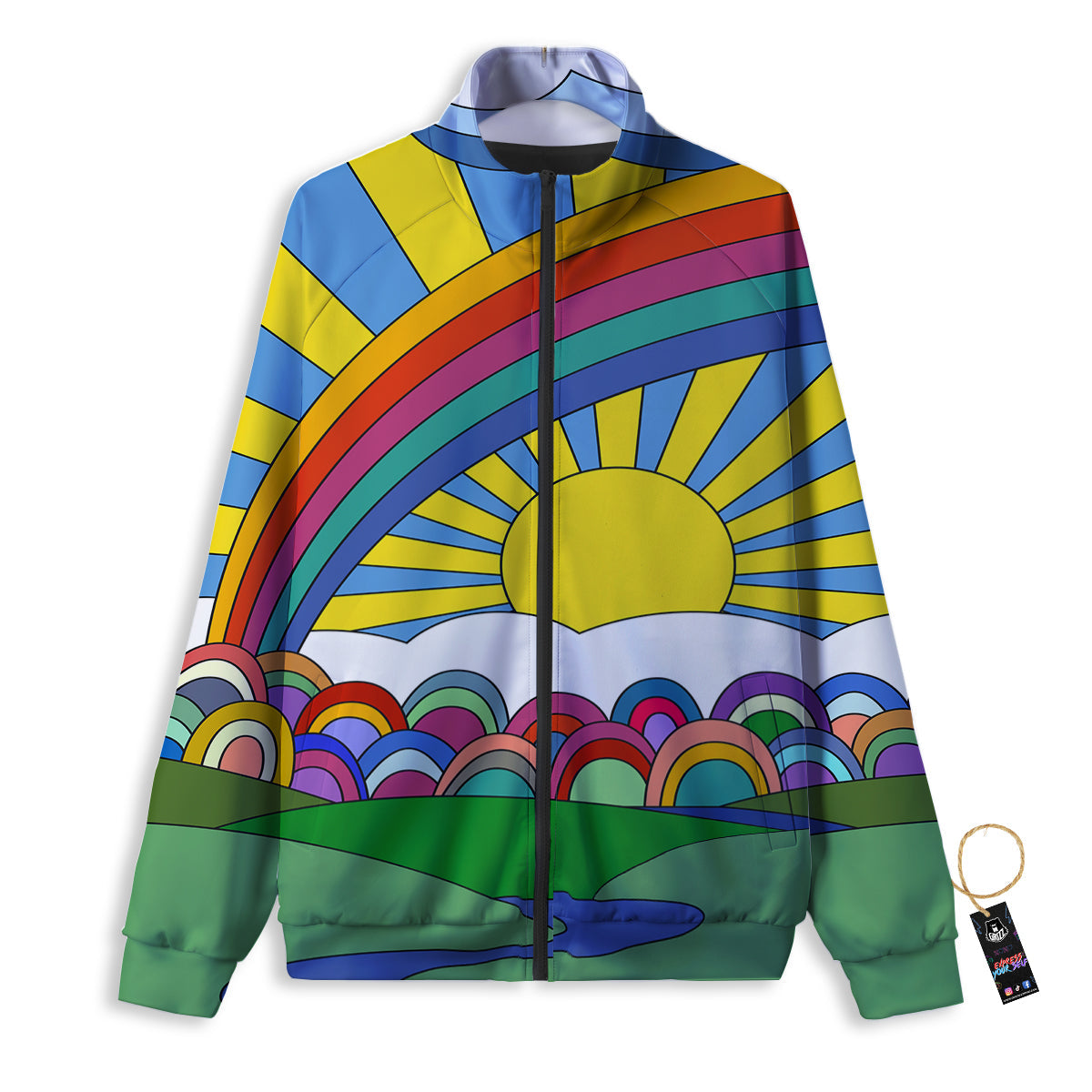 Clouds Rainbows Hippie Art Print Track Jacket-grizzshop