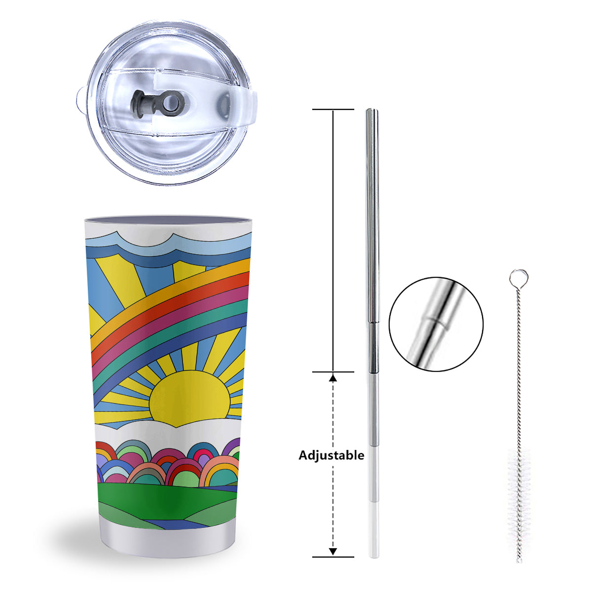 Clouds Rainbows Hippie Art Print Tumbler-grizzshop