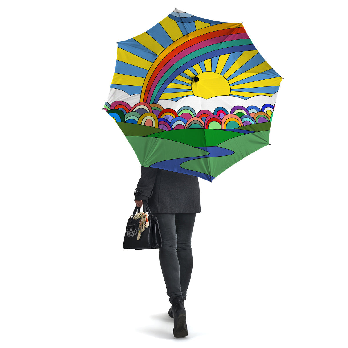 Clouds Rainbows Hippie Art Print Umbrella-grizzshop