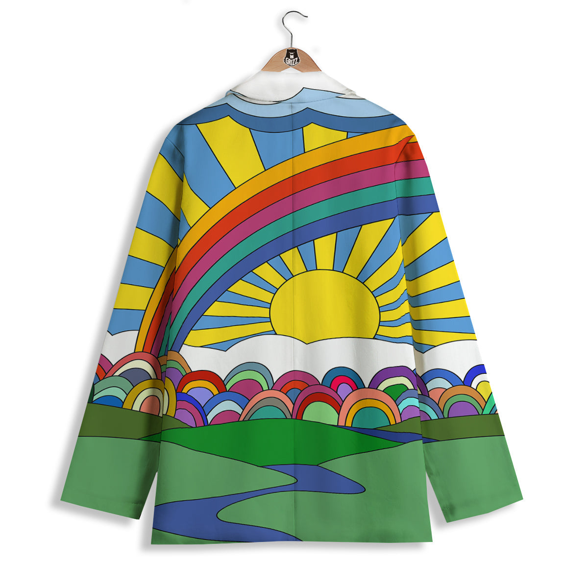 Clouds Rainbows Hippie Art Print Women's Blazer-grizzshop
