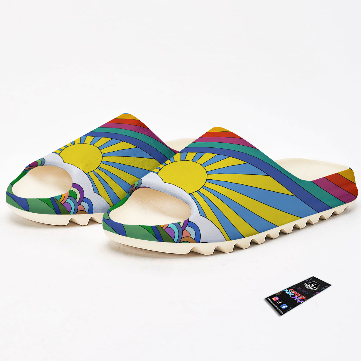 Clouds Rainbows Hippie Art Print Sandals-grizzshop