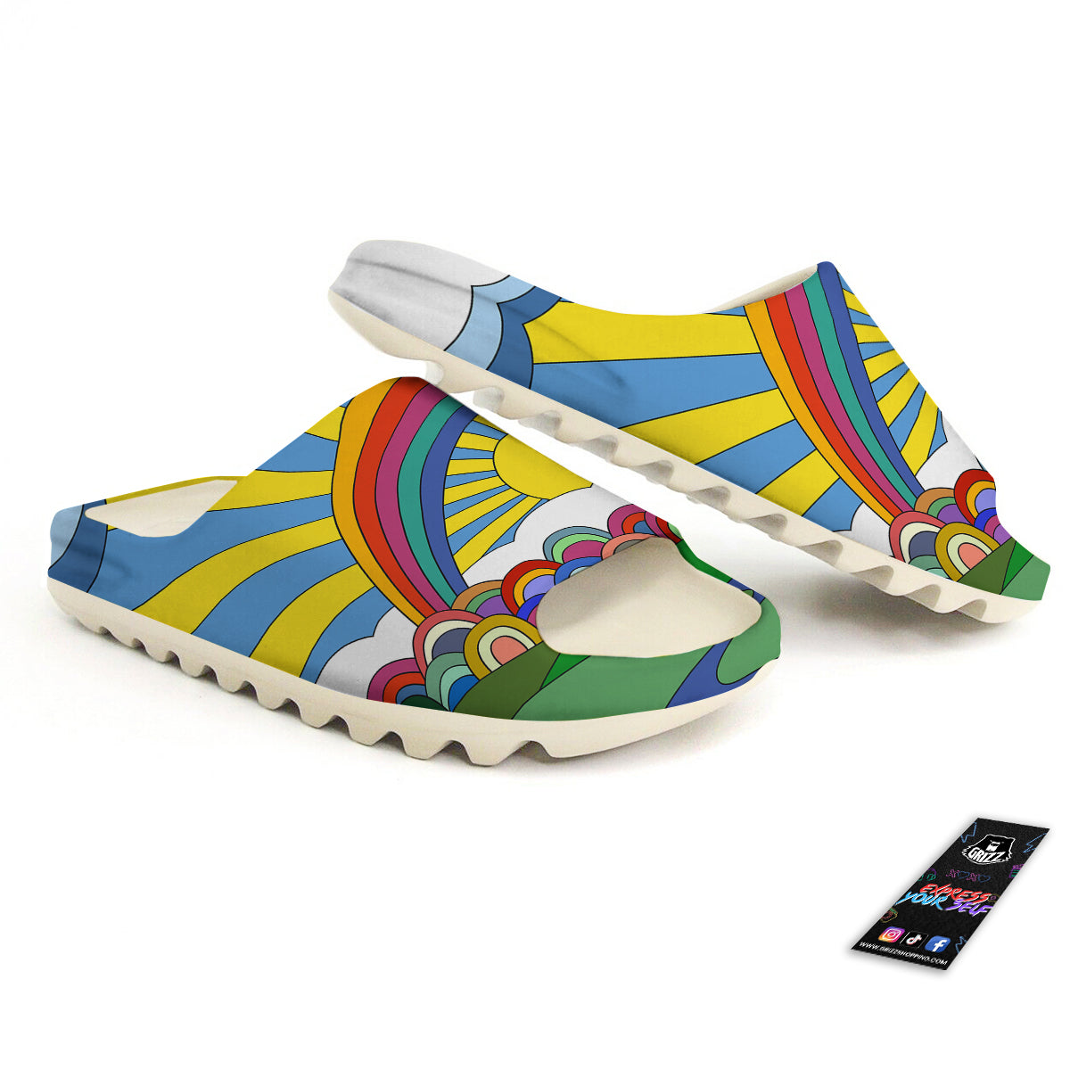 Clouds Rainbows Hippie Art Print Sandals-grizzshop