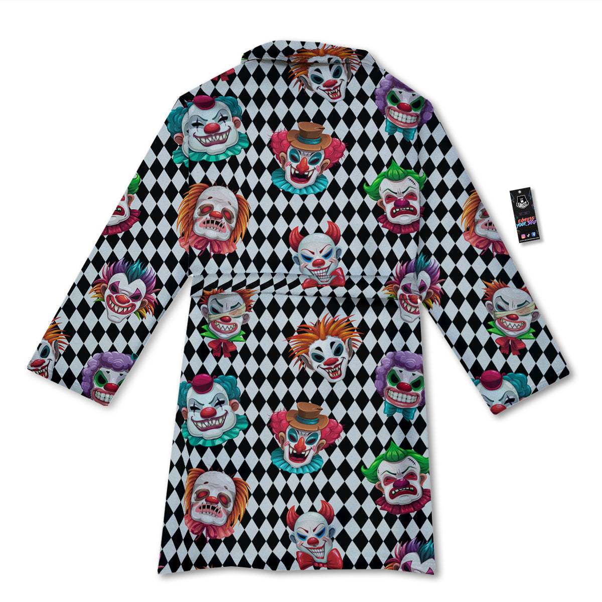 Clown Faces And Harlequin Black Print Pattern Bathrobe-grizzshop