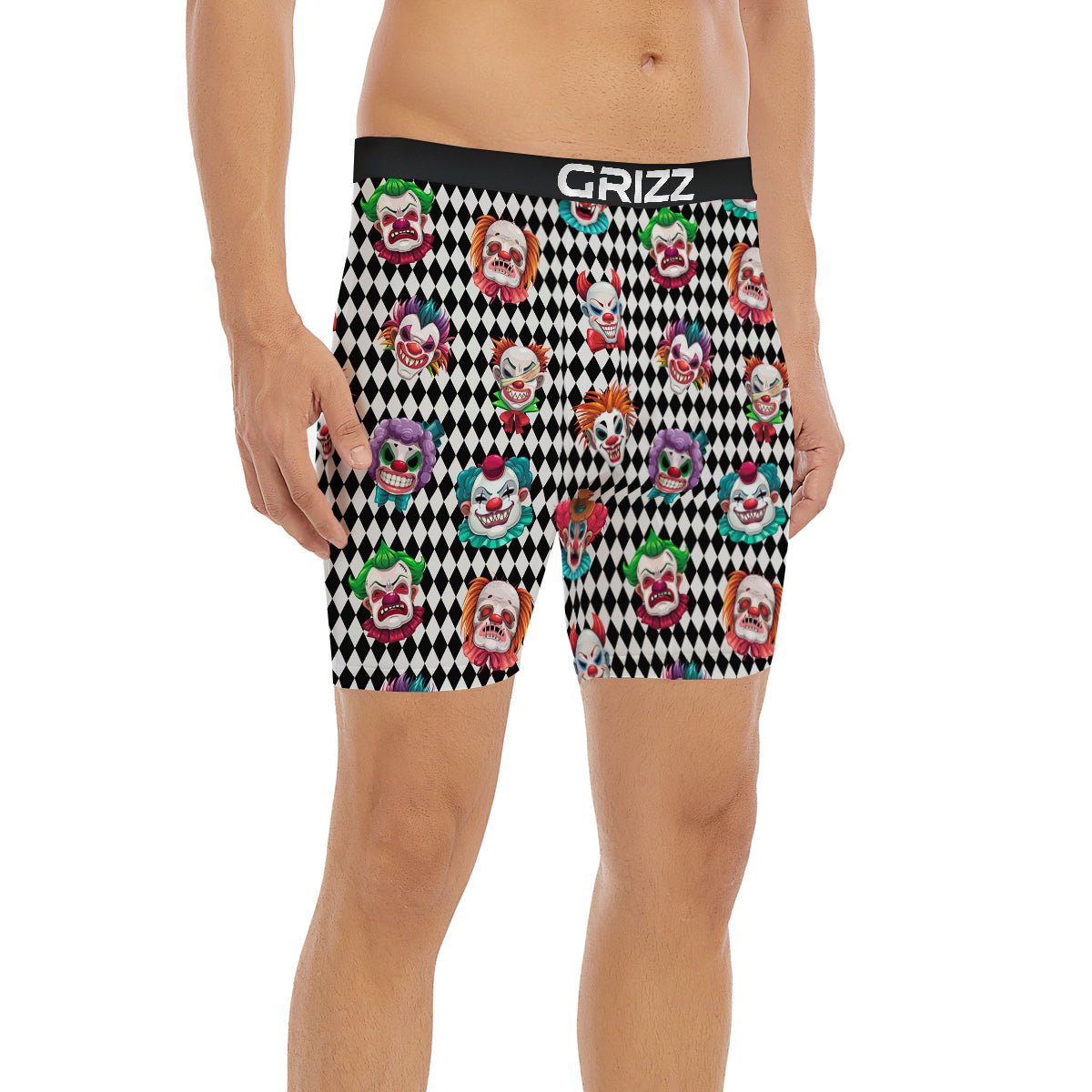 Clown Faces And Harlequin Black Print Pattern Boxer Briefs-grizzshop