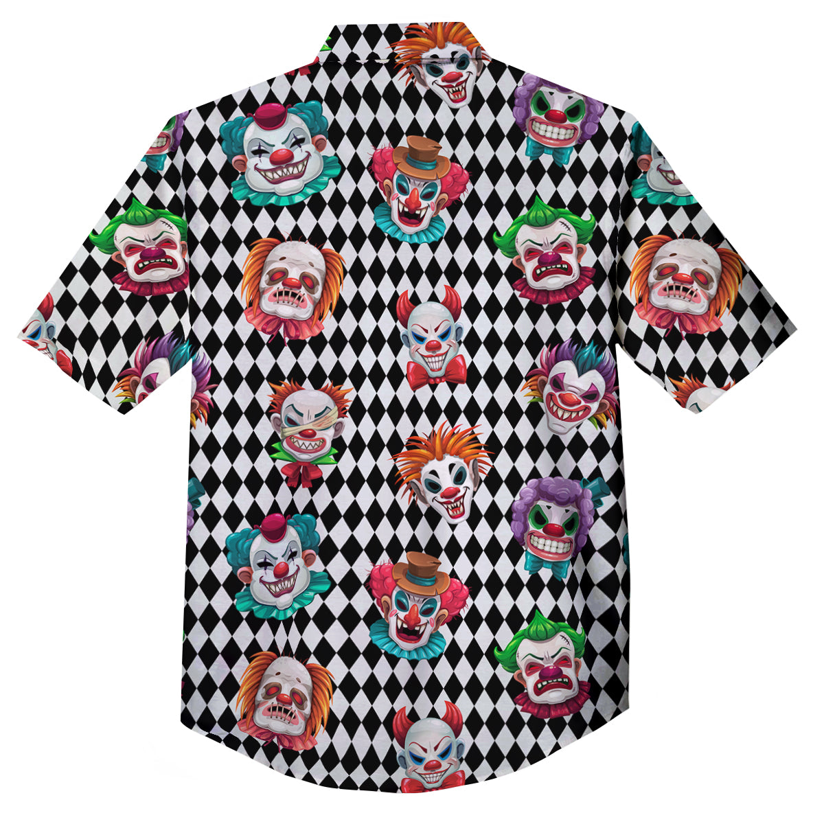 Clown Faces And Harlequin Black Print Pattern Button Up Shirt-grizzshop
