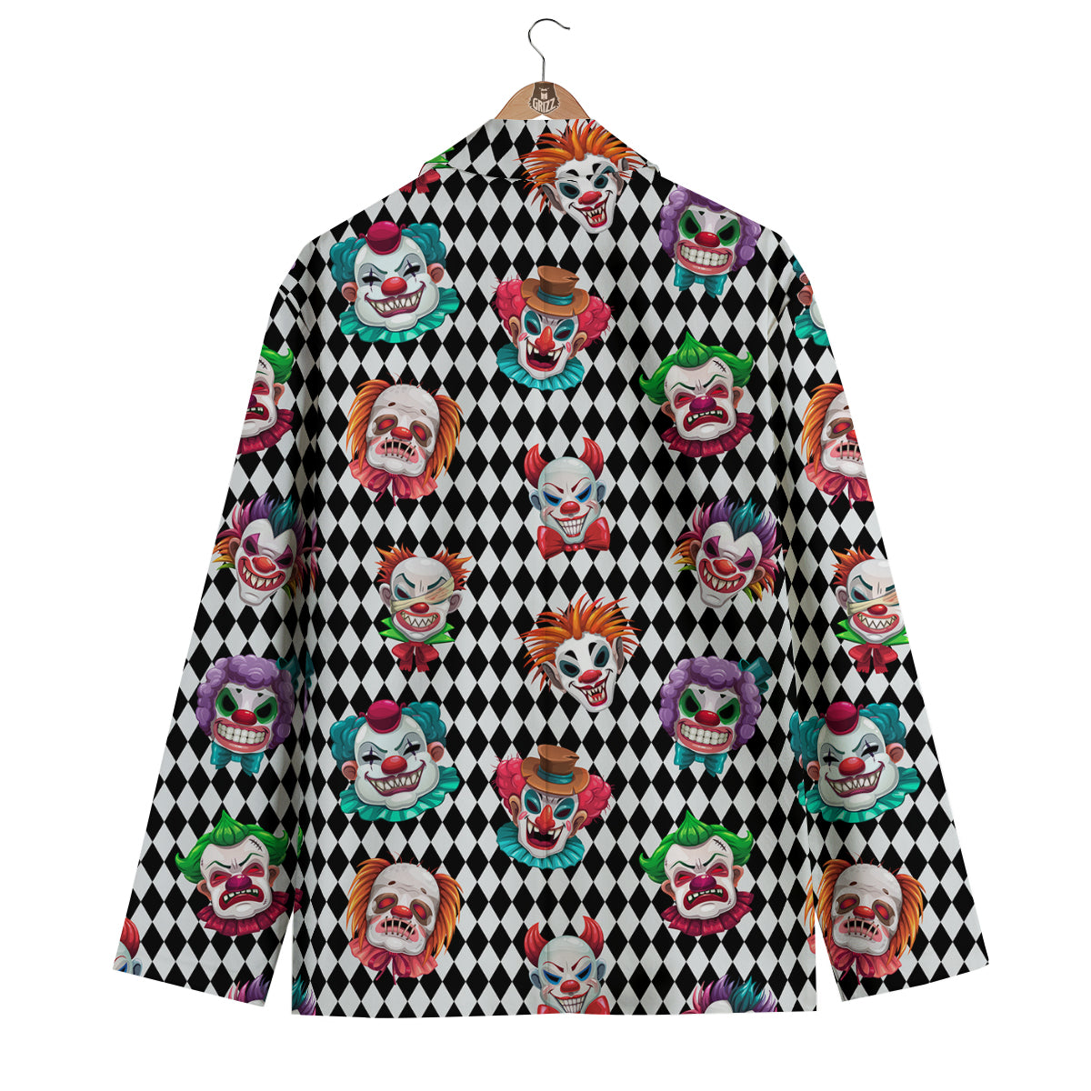 Clown Faces And Harlequin Black Print Pattern Men's Blazer-grizzshop