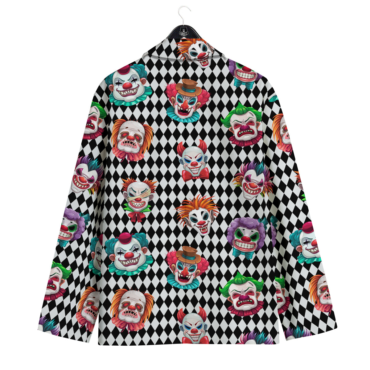Clown Faces And Harlequin Black Print Pattern Men's Sport Coat-grizzshop