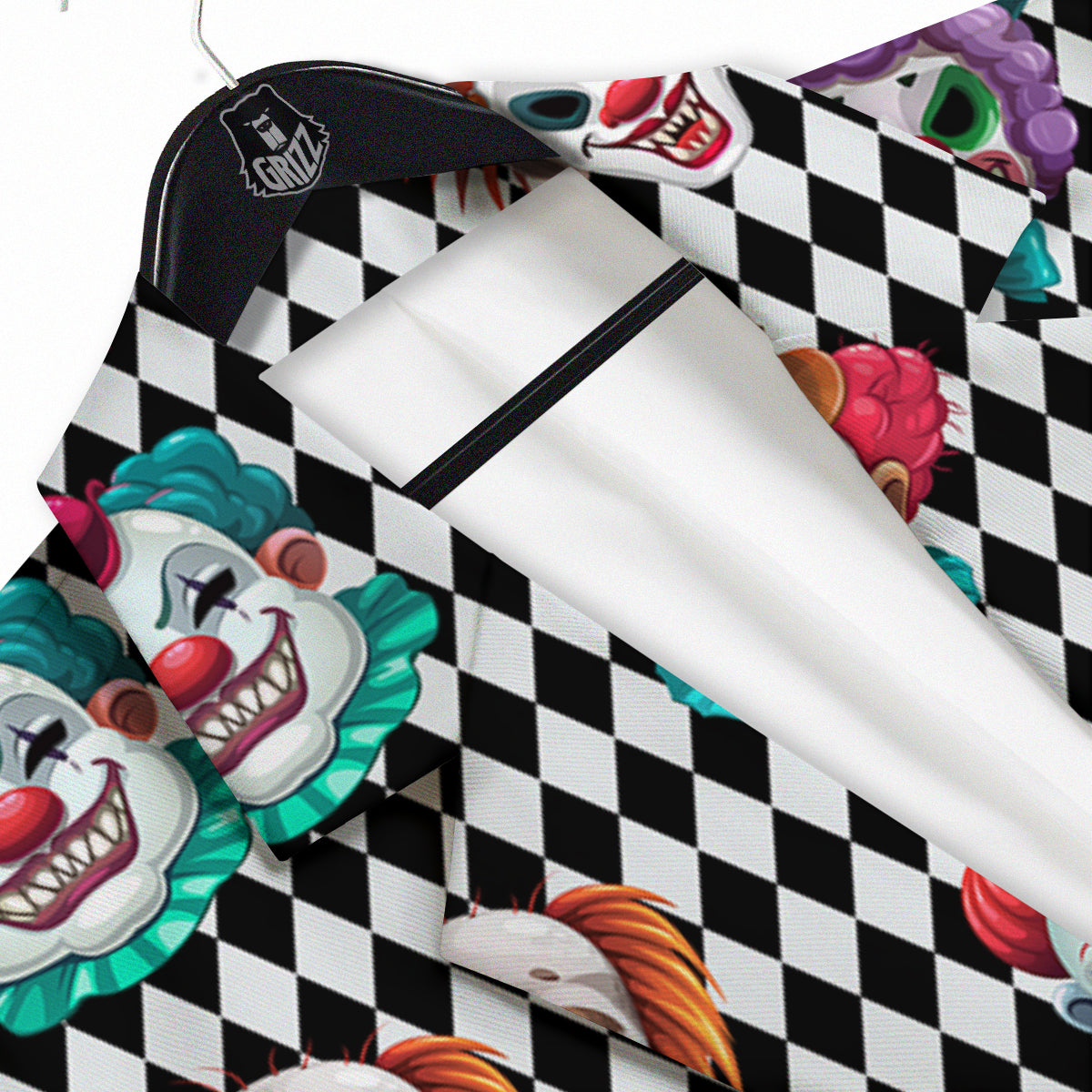 Clown Faces And Harlequin Black Print Pattern Men's Sport Coat-grizzshop
