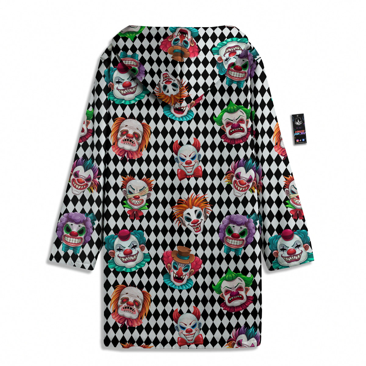 Clown Faces And Harlequin Black Print Pattern Men's Windbreaker Jacket-grizzshop