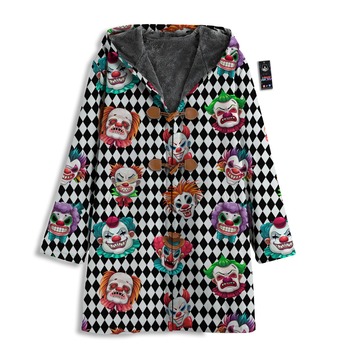 Clown Faces And Harlequin Black Print Pattern Men's Windbreaker Jacket-grizzshop