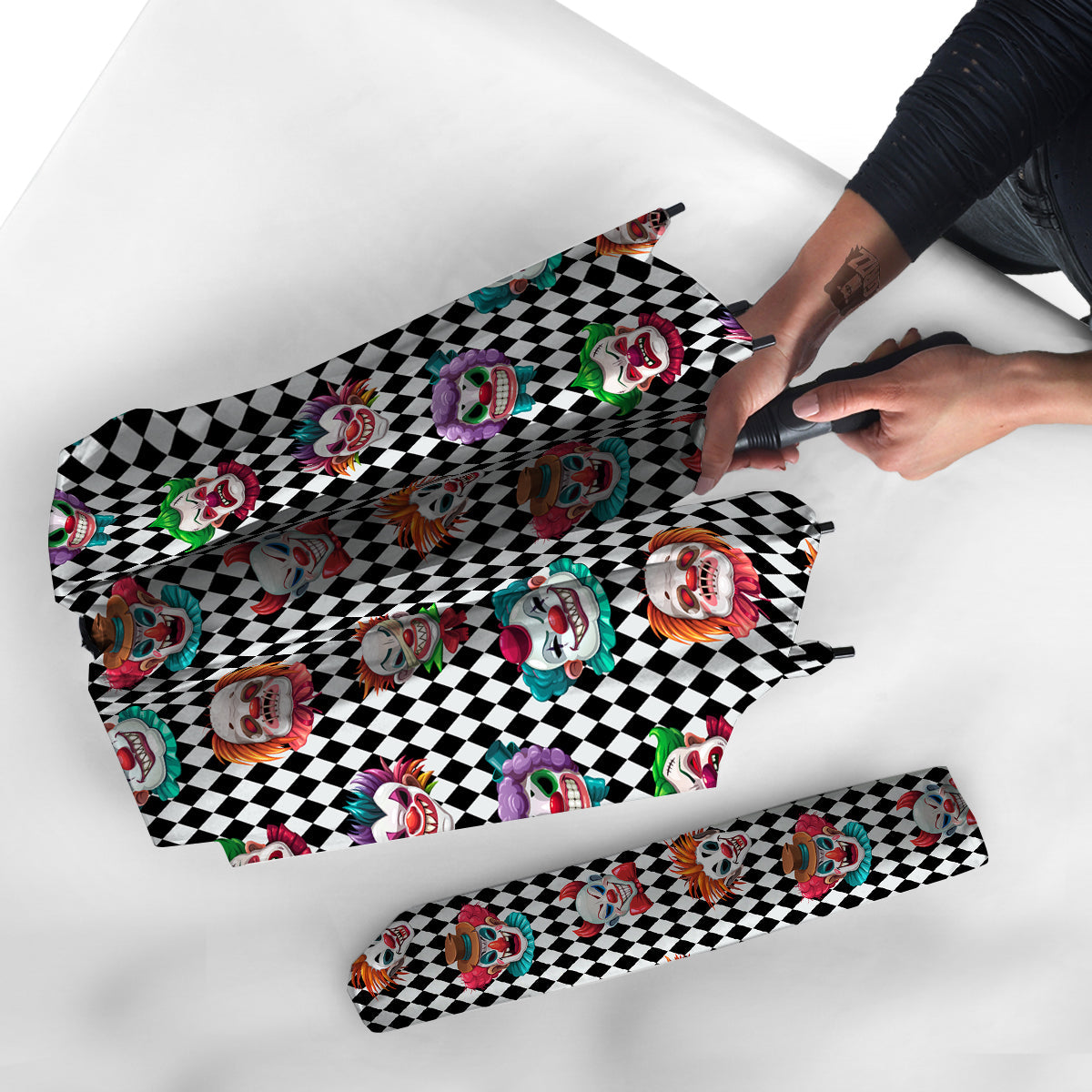Clown Faces And Harlequin Black Print Pattern Umbrella-grizzshop
