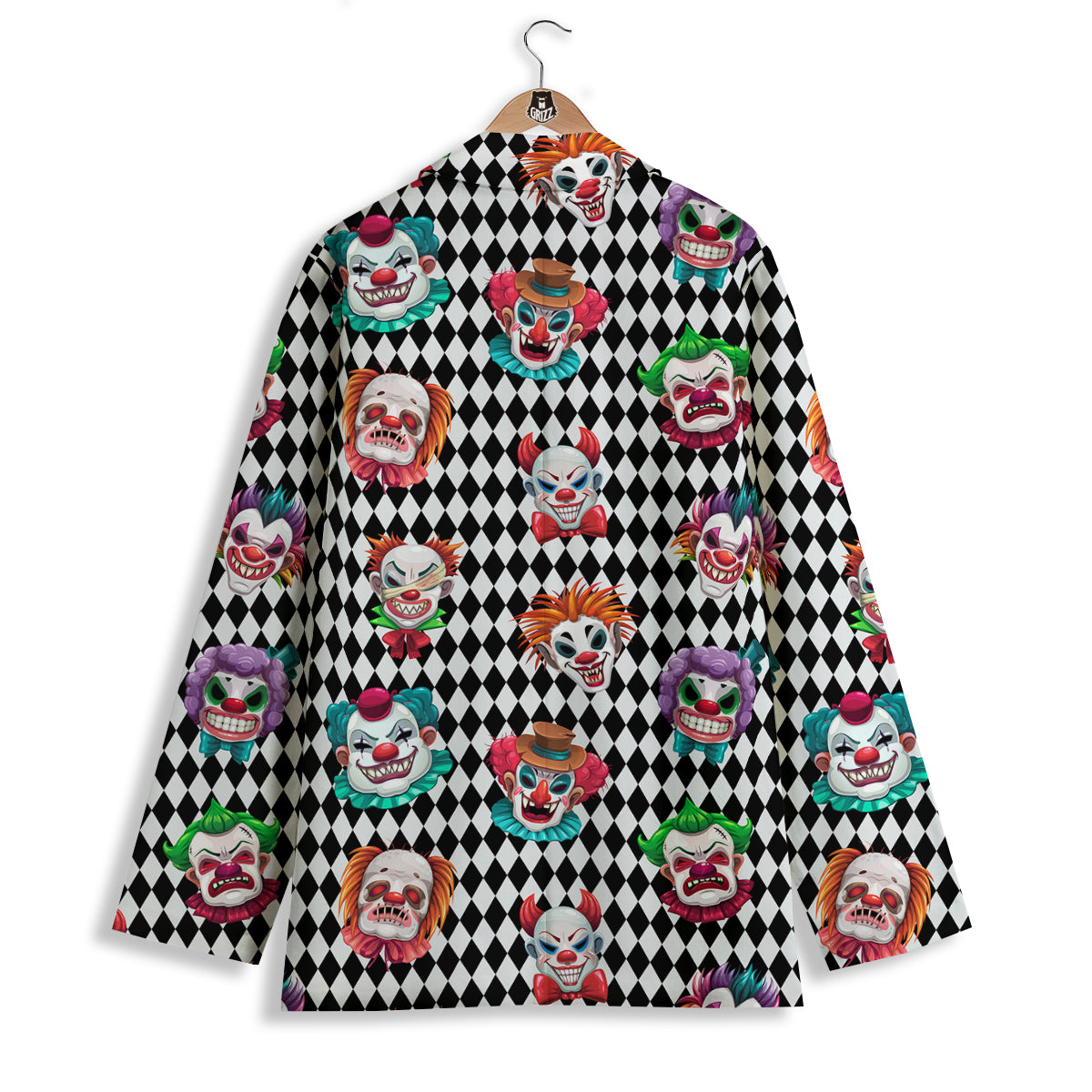 Clown Faces And Harlequin Black Print Pattern Women's Blazer-grizzshop