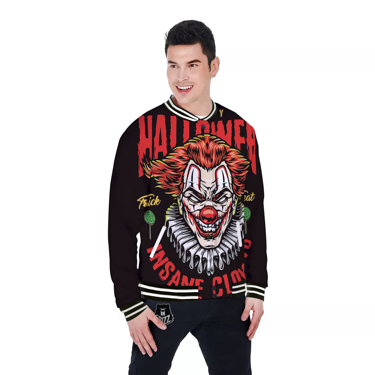 Clown Halloween Print Baseball Jacket-grizzshop