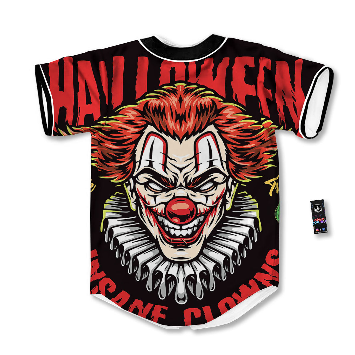 Clown Halloween Print Baseball Jersey-grizzshop